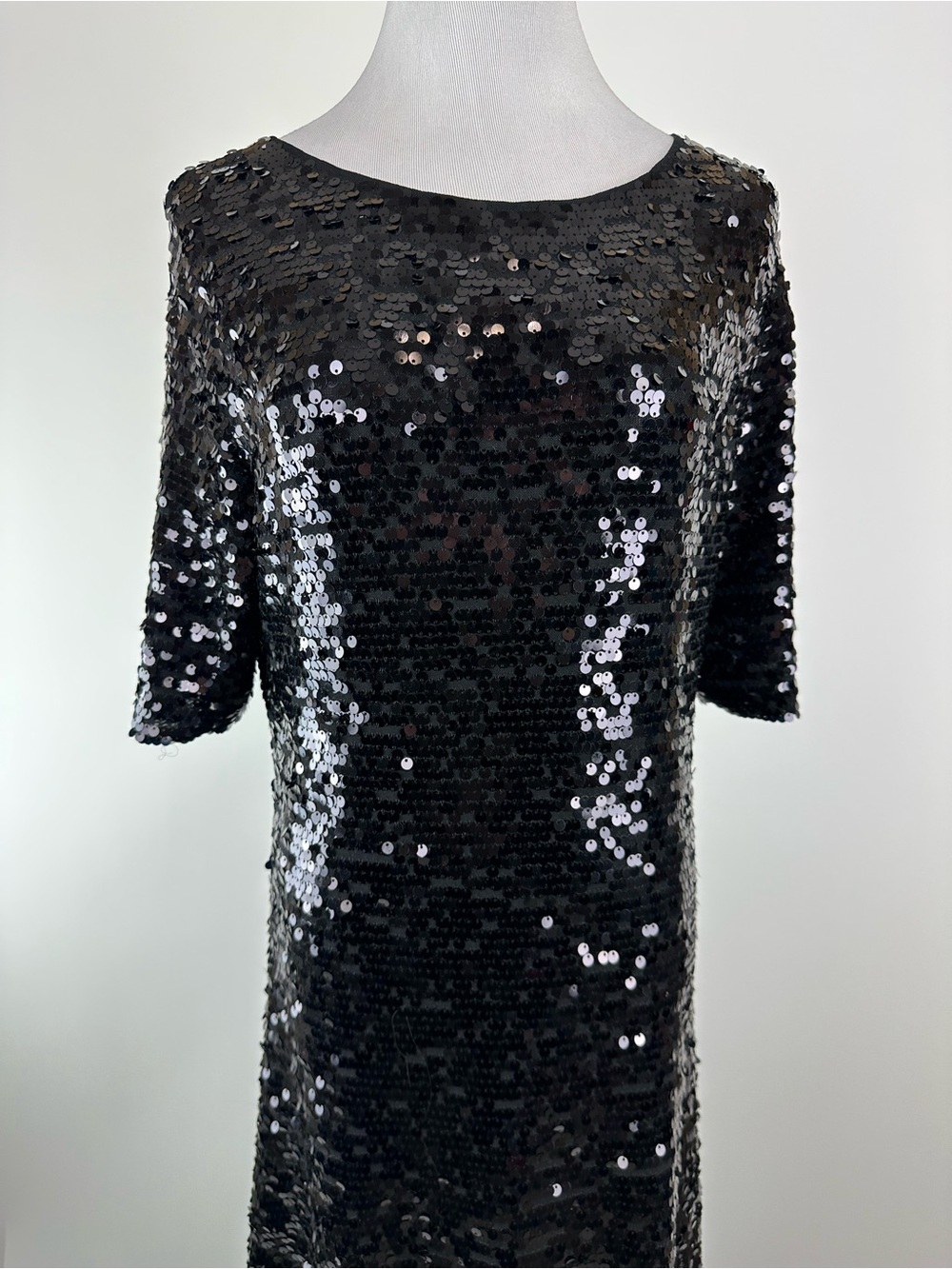 BCBGMAXAZRIA Ennor Black Sequin Floor Length Low Back Dress Size Large - Picture 2 of 13